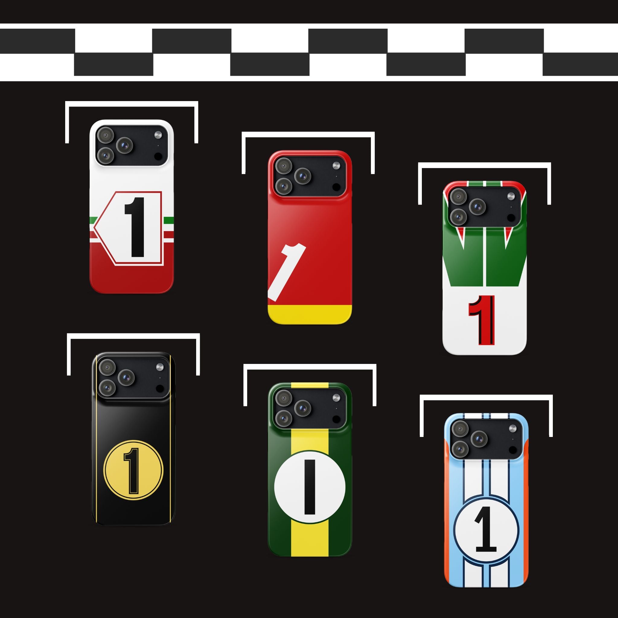 starting grid filled with racing phone cases