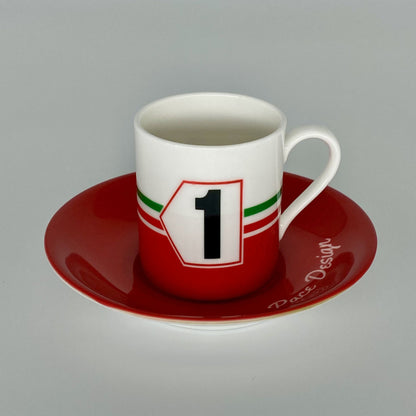 Racing Espresso Cups and Saucers Set of 4