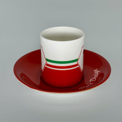 Racing Espresso Cups and Saucers Set of 4