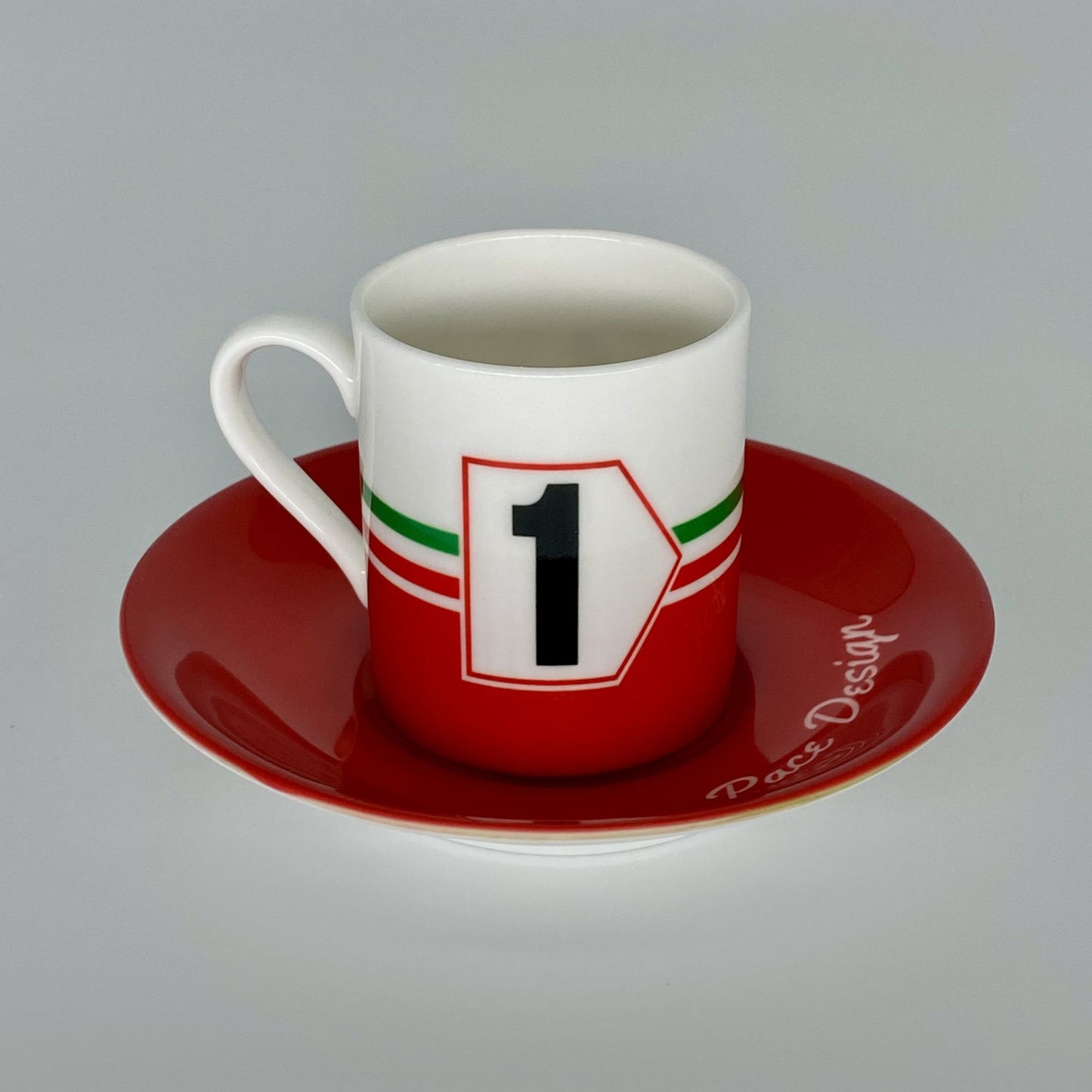 Racing Espresso Cups and Saucers Set of 4