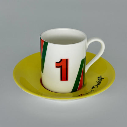 Racing Espresso Cups and Saucers Set of 4
