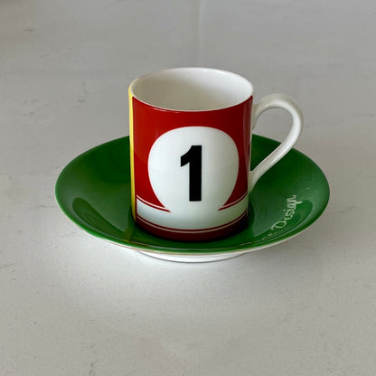 Racing Espresso Set of 4 Cups and Saucers