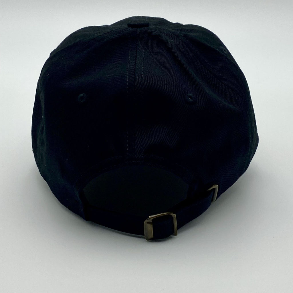 Black cap with a buckle on a white background