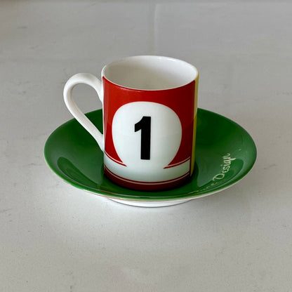 Racing Espresso Set of 4 Cups and Saucers