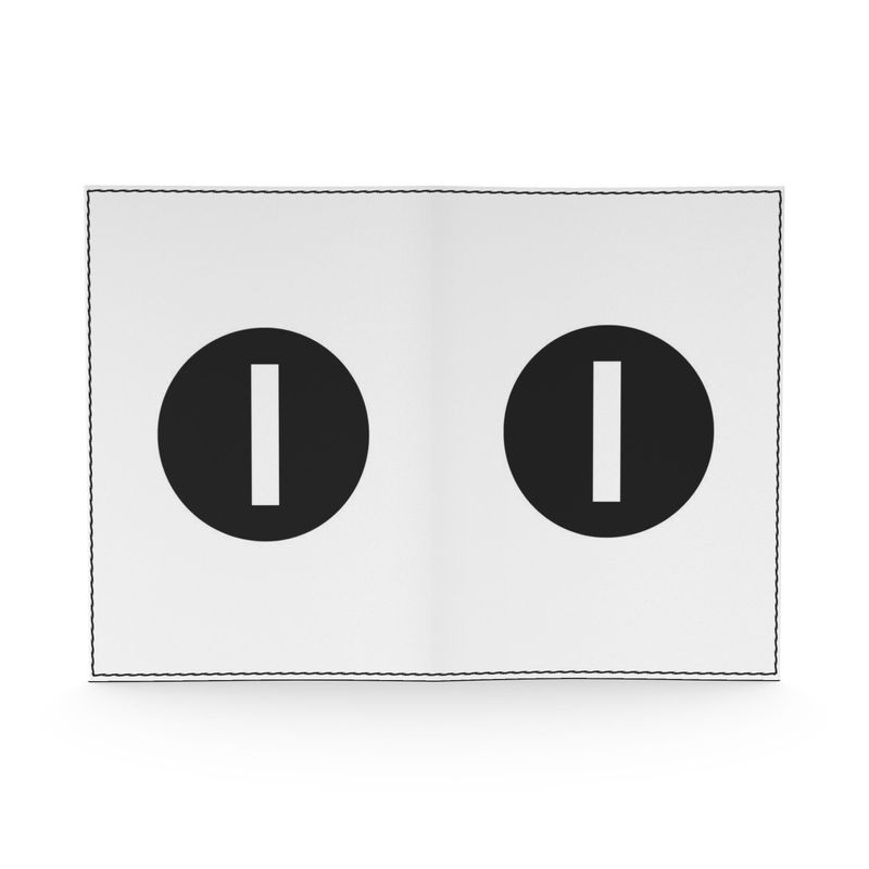 White passport cover with a white number "1" in black circle on a white background