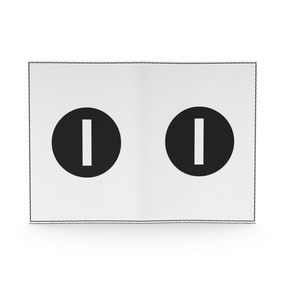 White passport cover with a white number "1" in black circle on a white background