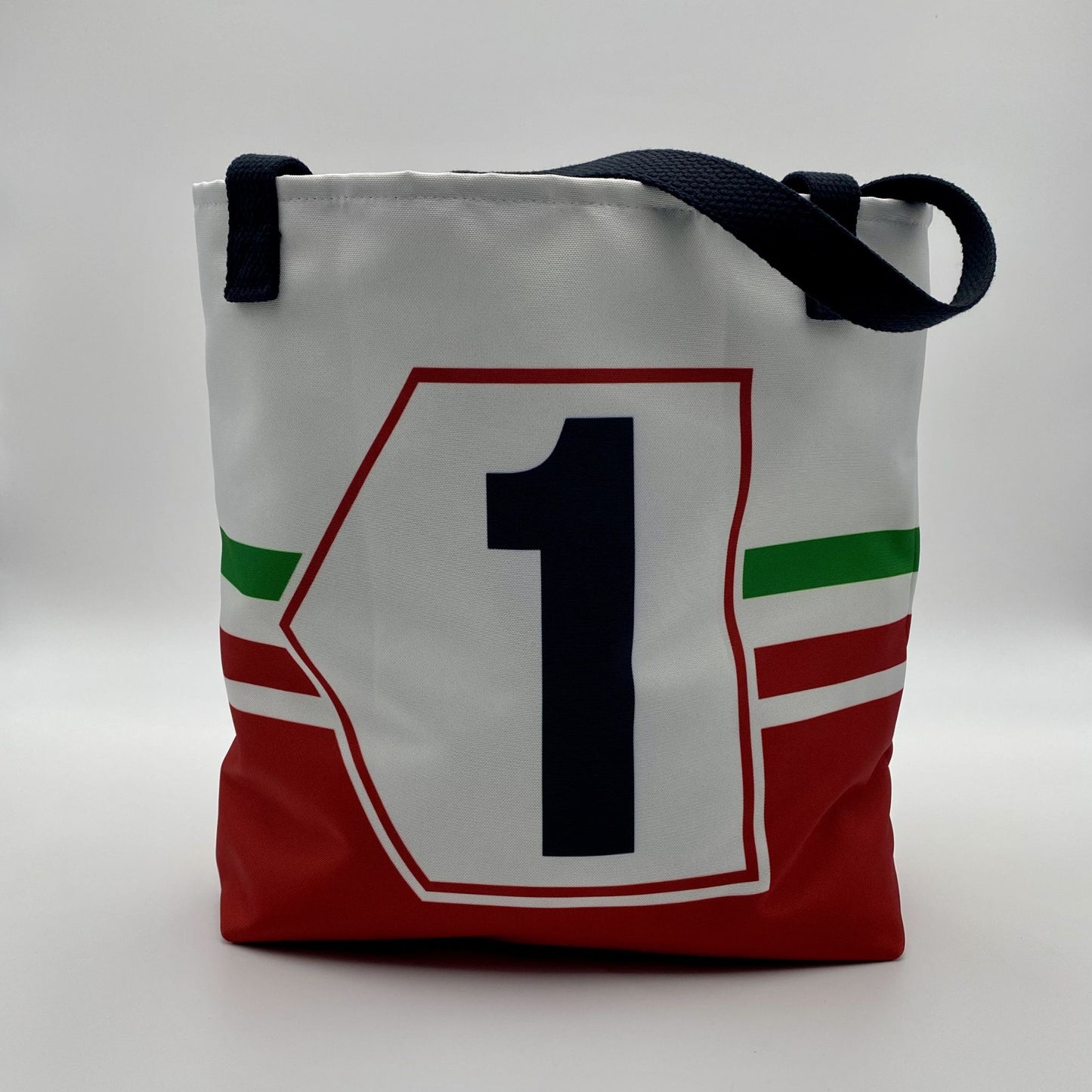Tote bag with number 1 design on a white background