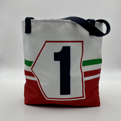 Tote bag with number 1 design on a white background