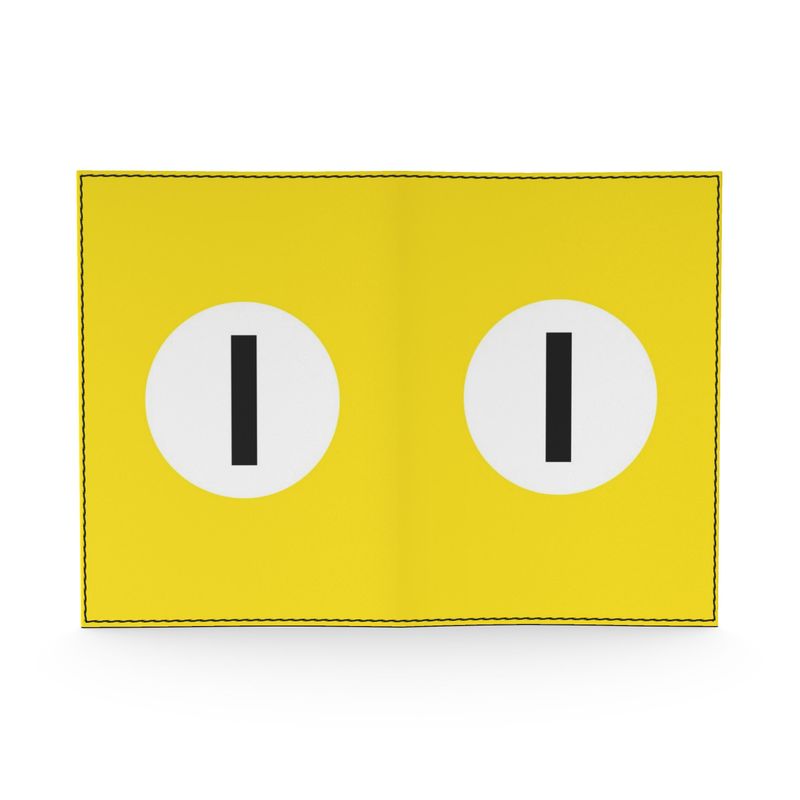 Yellow passport cover with a black number "1" in white circle on a white background