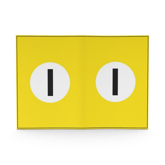 Yellow passport cover with a black number "1" in white circle on a white background